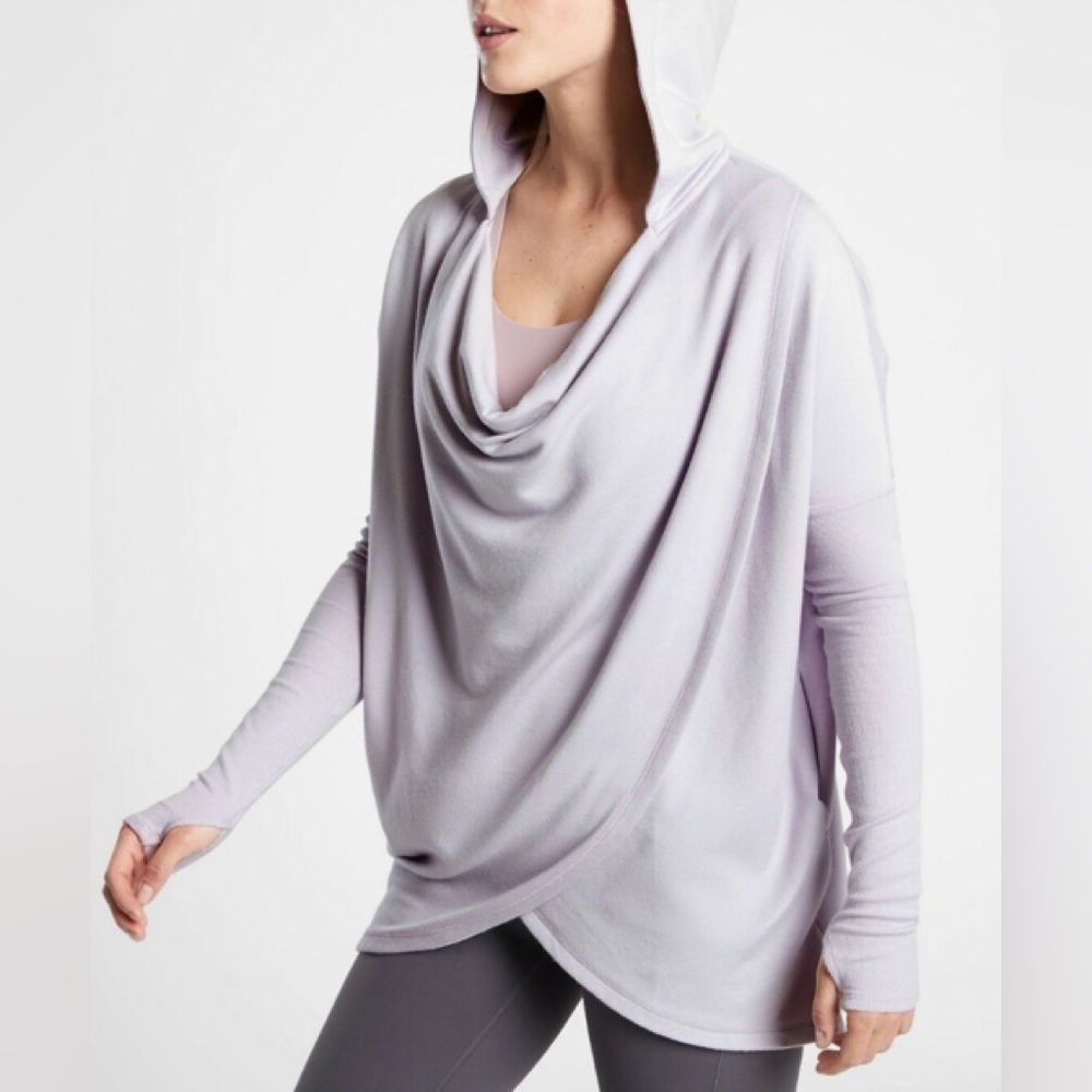Athleta purana wrap sweatshirt hooded heather grey